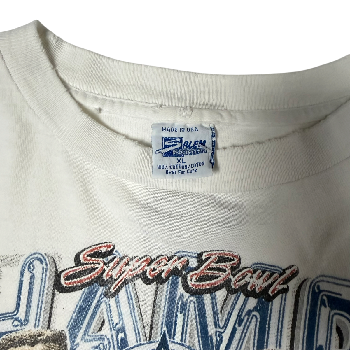 Vintage Distressed White Dallas Cowboys Super Bowl Champions Caricature T-Shirt - XL