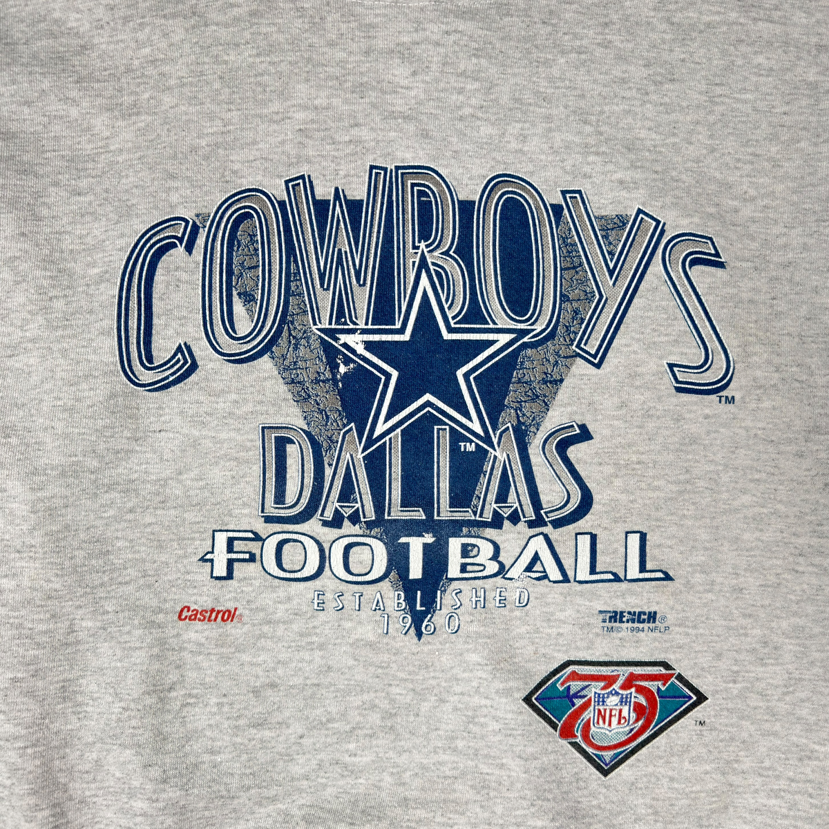 Vintage Heather Gray Dallas Cowboys Crewneck Sweatshirt - XL