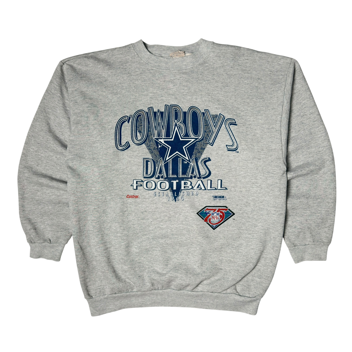 Vintage Heather Gray Dallas Cowboys Crewneck Sweatshirt - XL