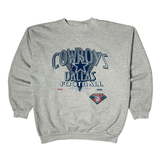 Vintage Heather Gray Dallas Cowboys Crewneck Sweatshirt - XL