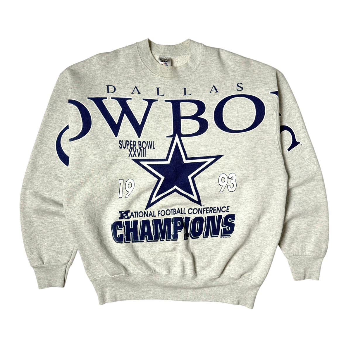 Vintage Dallas Cowboys Spellout Champions Heather Gray Crewneck Sweatshirt - XL