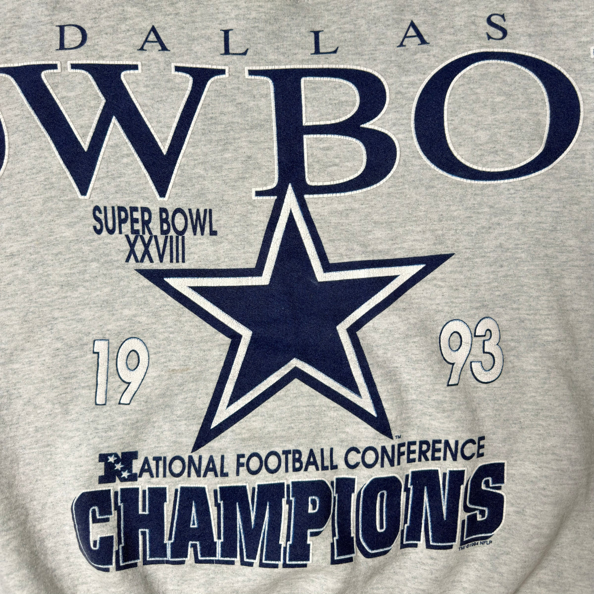 Vintage Dallas Cowboys Spellout Champions Heather Gray Crewneck Sweatshirt - XL