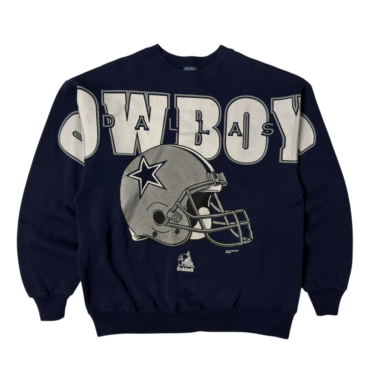 Vintage Dallas Cowboys Spellout Navy Blue Crewneck Sweatshirt - M