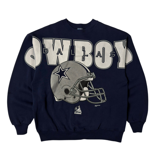 Vintage Dallas Cowboys Spellout Navy Blue Crewneck Sweatshirt - M