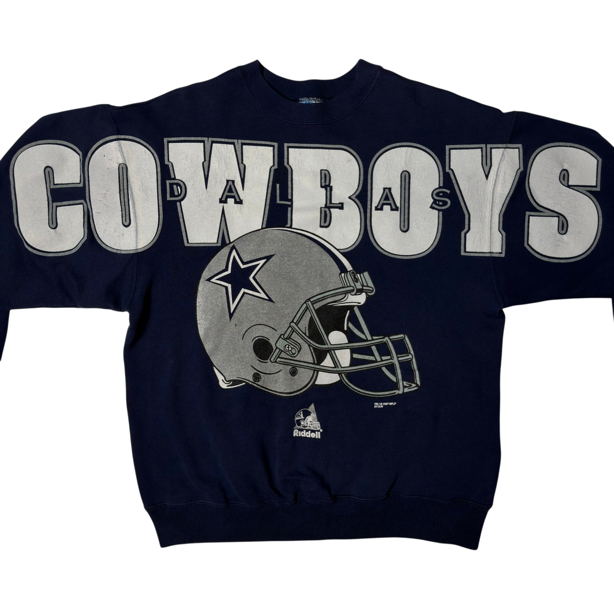 Vintage Dallas Cowboys Spellout Navy Blue Crewneck Sweatshirt - M