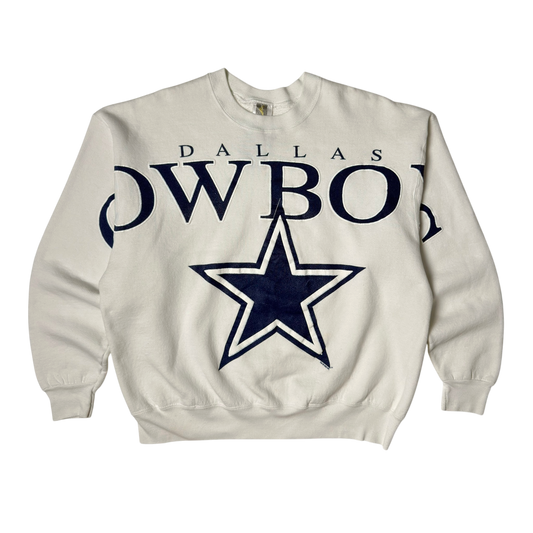 Vintage Dallas Cowboys Spellout White Crewneck Sweatshirt - XL