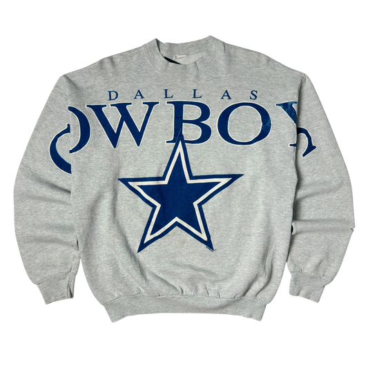 Vintage Dallas Cowboys Spellout Heather Gray Crewneck Sweatshirt - L