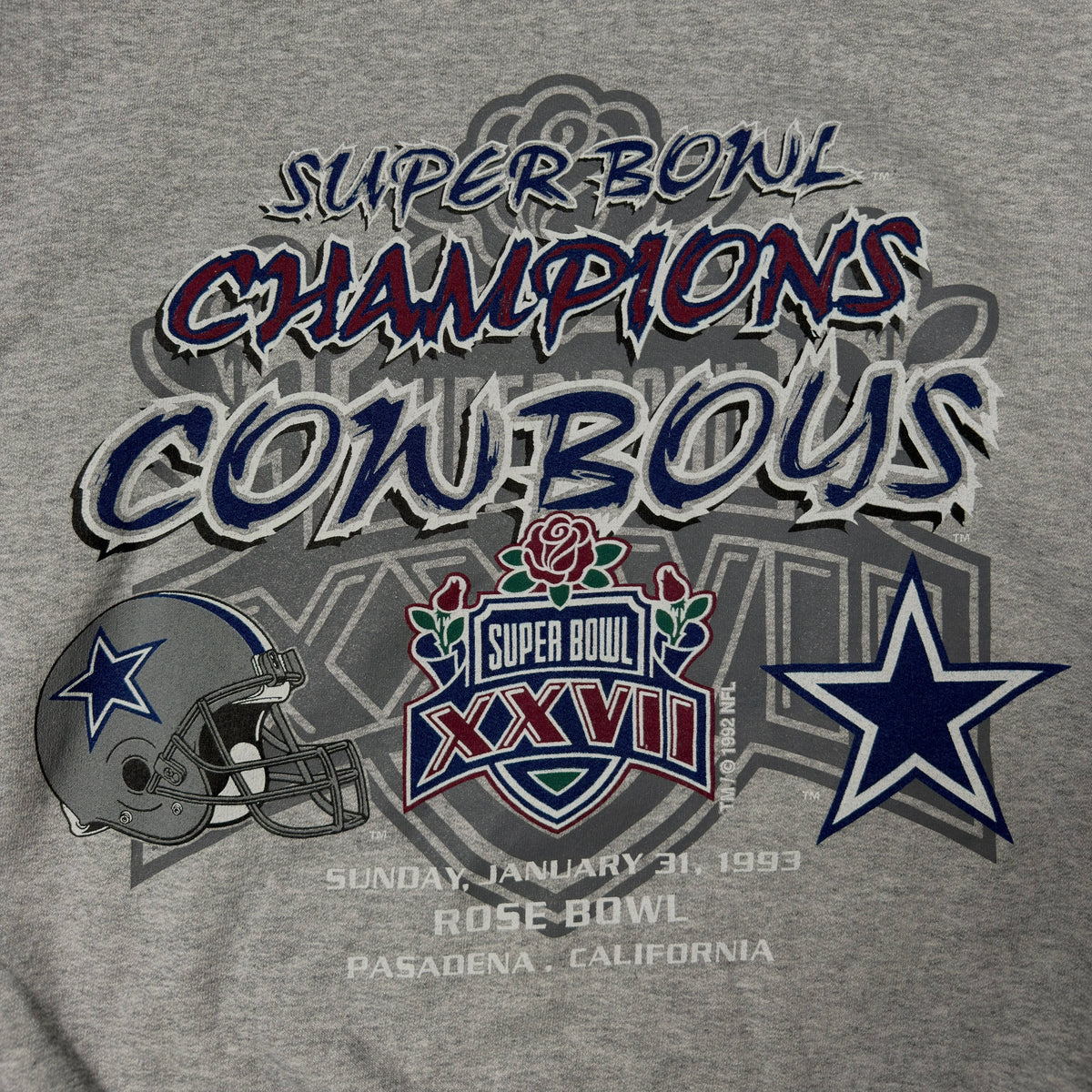 Vintage Dallas Cowboys Super Bowl Champions Gray Crewneck Sweatshirt - L
