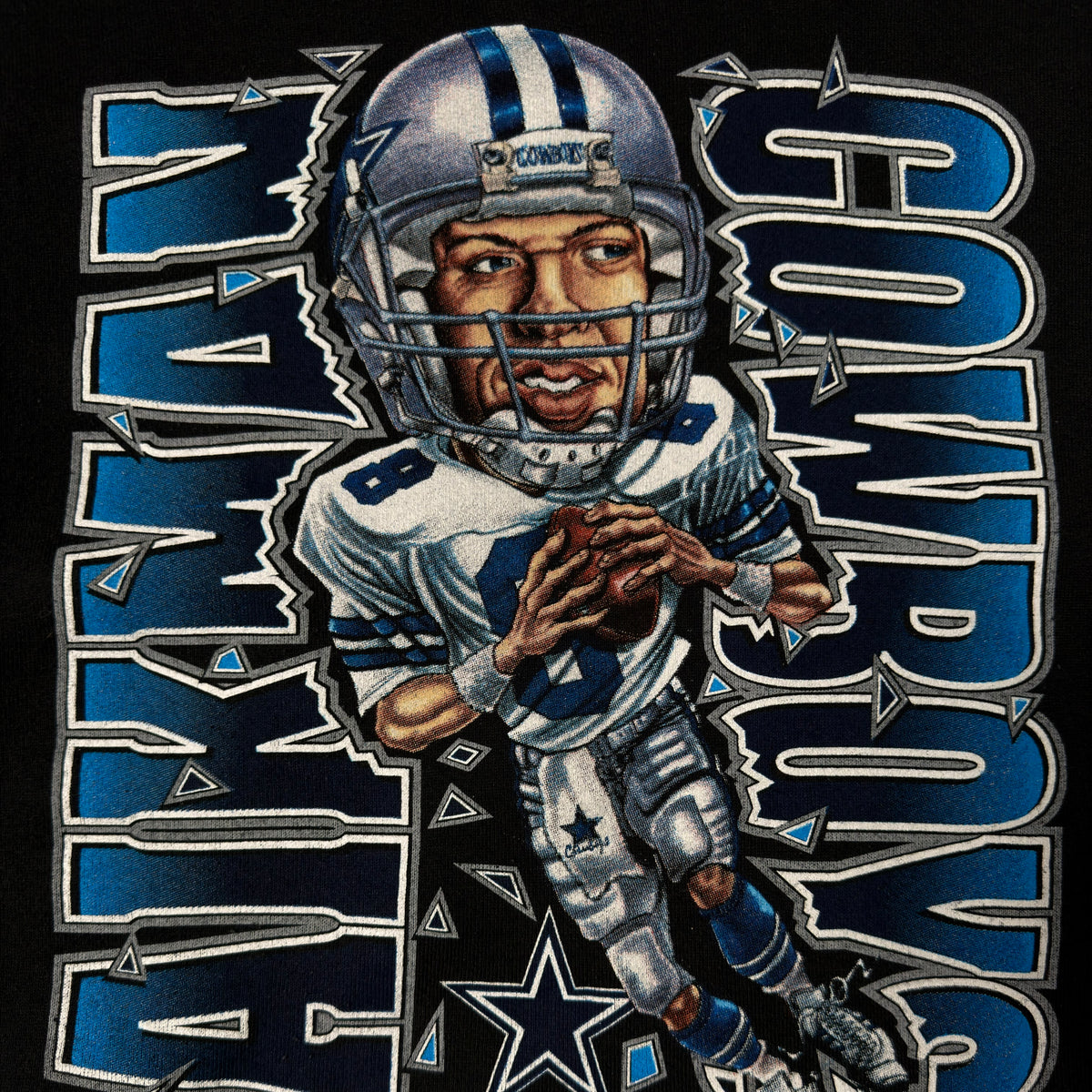 Vintage Dallas Cowboys Troy Aikman Caricature Black Crewneck Sweatshirt - XL