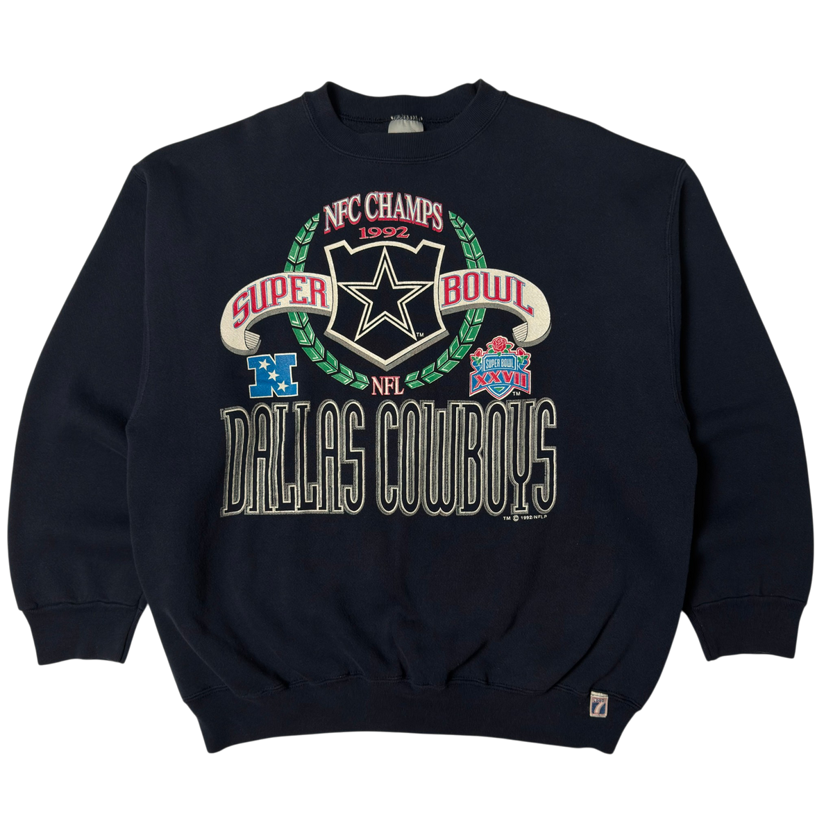 Vintage Logo 7 Dallas Cowboys Super Bowl Navy Blue Crewneck Sweatshirt - XL