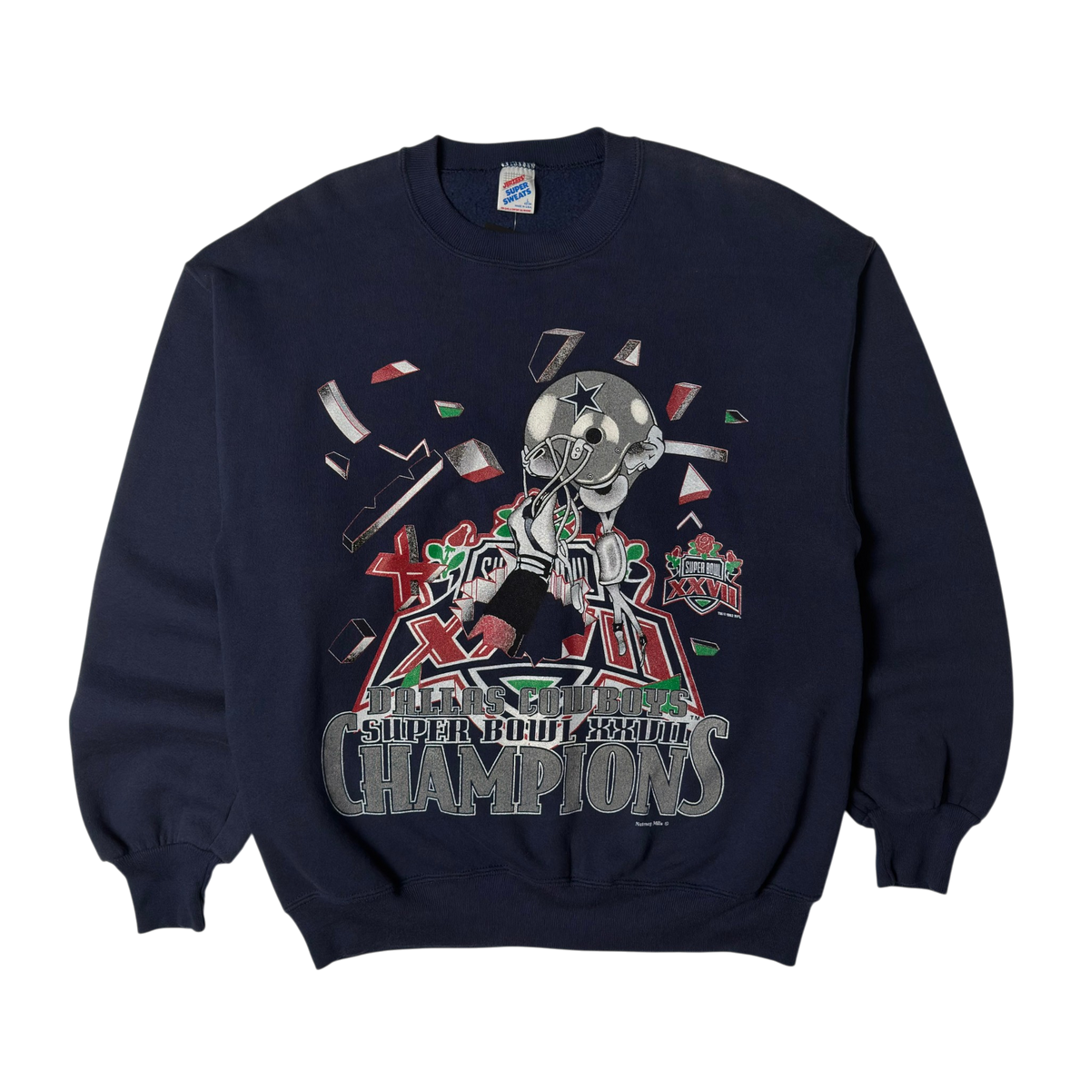 Vintage Dallas Cowboys Navy Blue Super Bowl Crewneck Sweatshirt - L