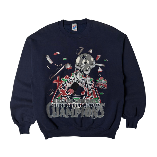 Vintage Dallas Cowboys Navy Blue Super Bowl Crewneck Sweatshirt - L