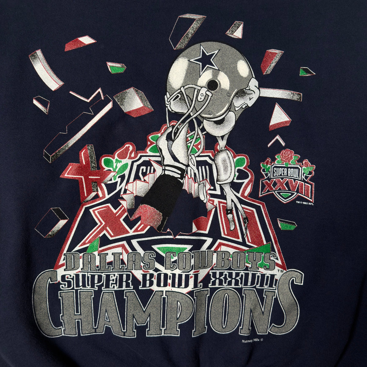Vintage Dallas Cowboys Navy Blue Super Bowl Crewneck Sweatshirt - L