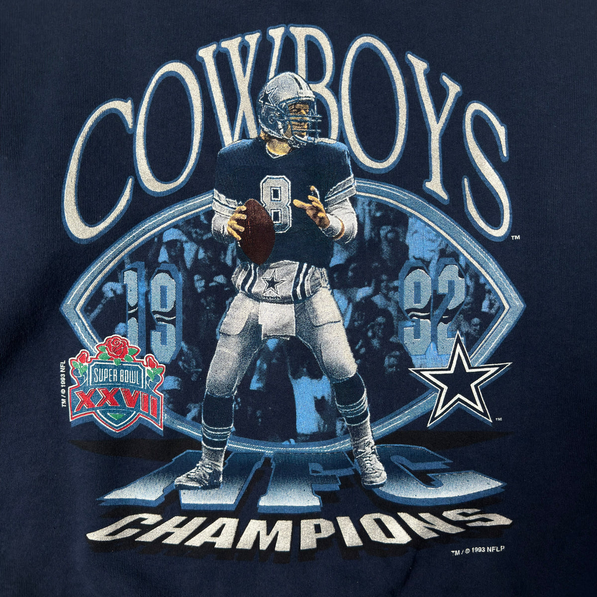 Vintage Dallas Cowboys Troy Aikman Navy Blue Crewneck Sweatshirt - L