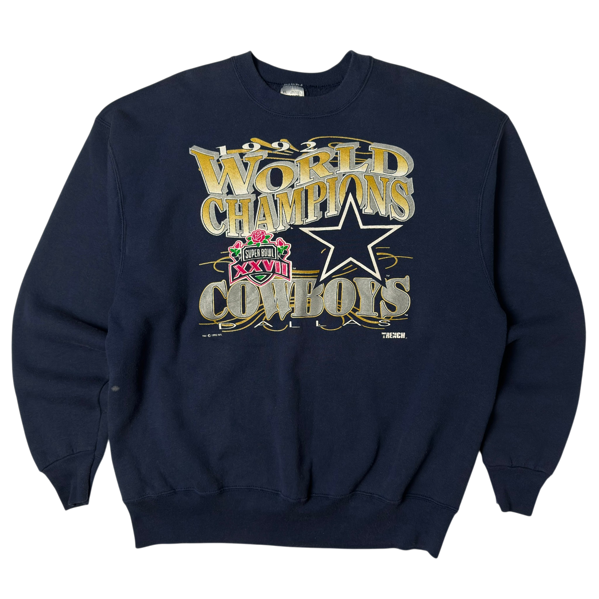 Vintage Dallas Cowboys World Champions Navy Blue Crewneck Sweatshirt - XL