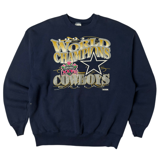 Vintage Dallas Cowboys World Champions Navy Blue Crewneck Sweatshirt - XL