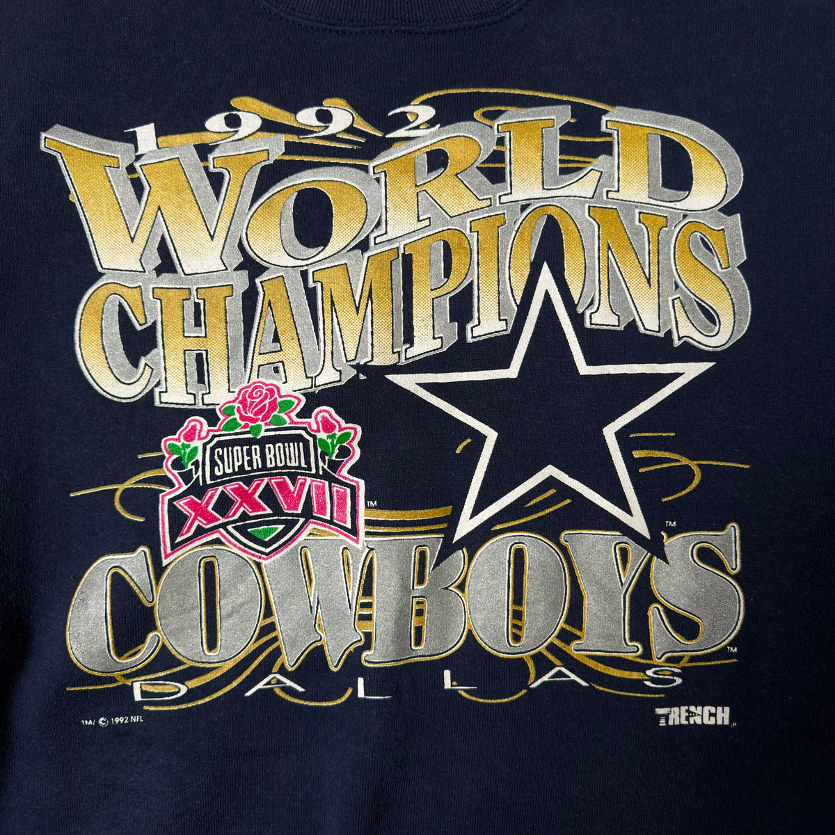 Vintage Dallas Cowboys World Champions Navy Blue Crewneck Sweatshirt - XL