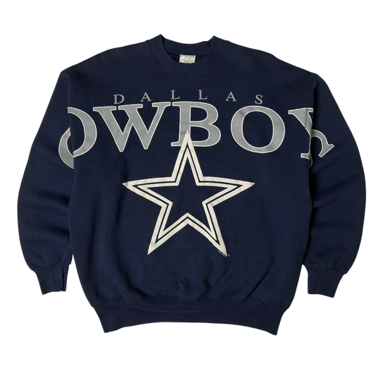 Vintage Dallas Cowboys Spell Out Navy Blue Crewneck Sweatshirt - XL