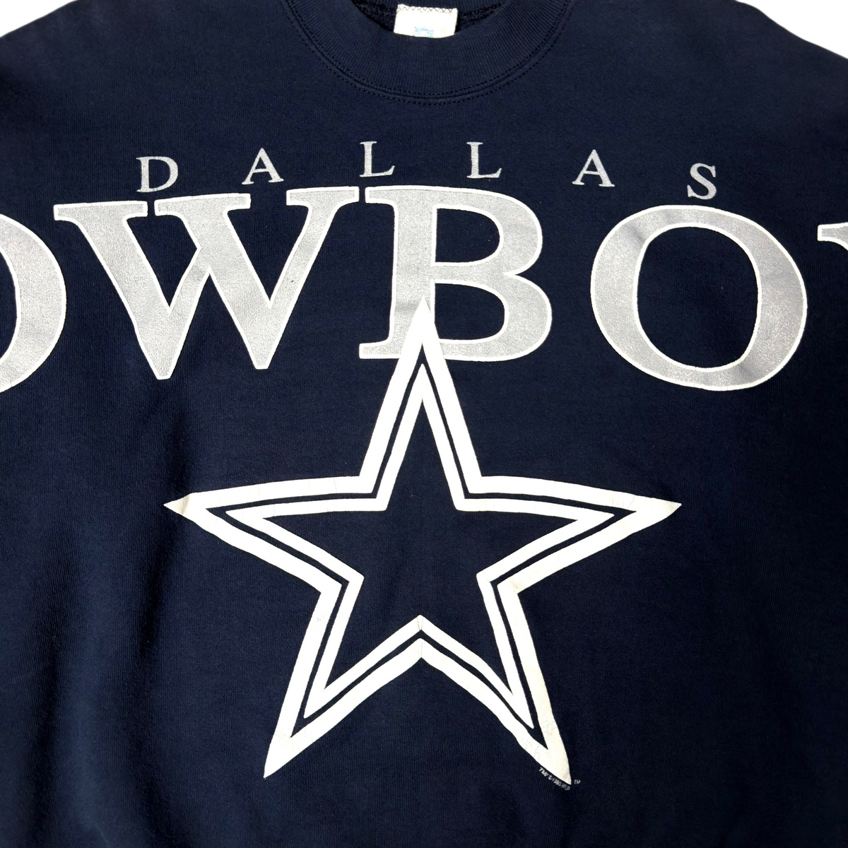 Vintage Dallas Cowboys Spell Out Navy Blue Crewneck Sweatshirt - XL