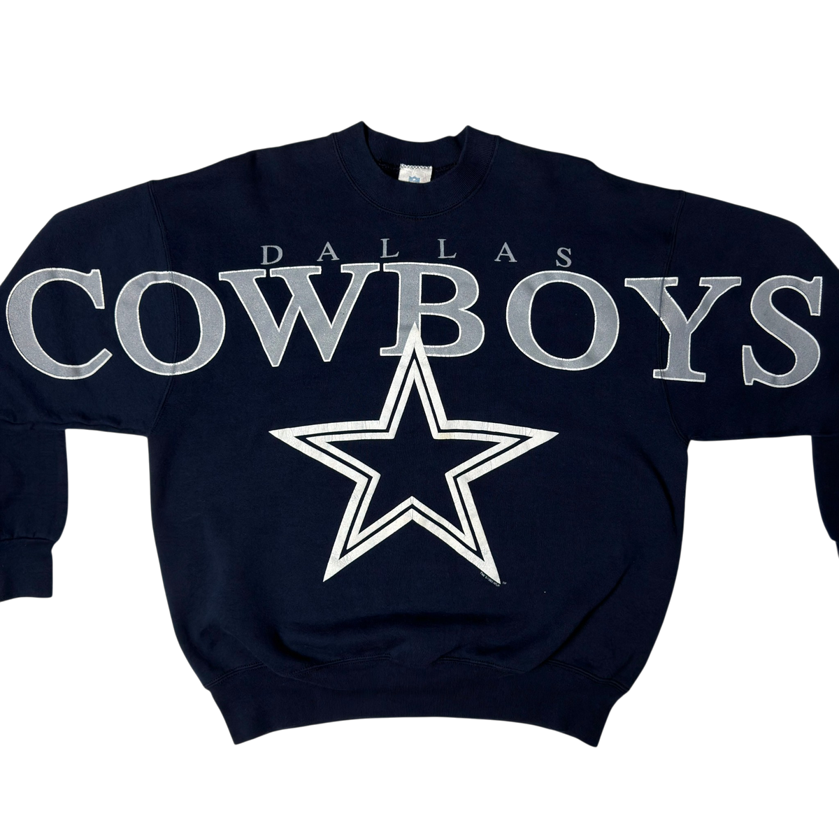 Vintage Dallas Cowboys Spell Out Navy Blue Crewneck Sweatshirt - XL
