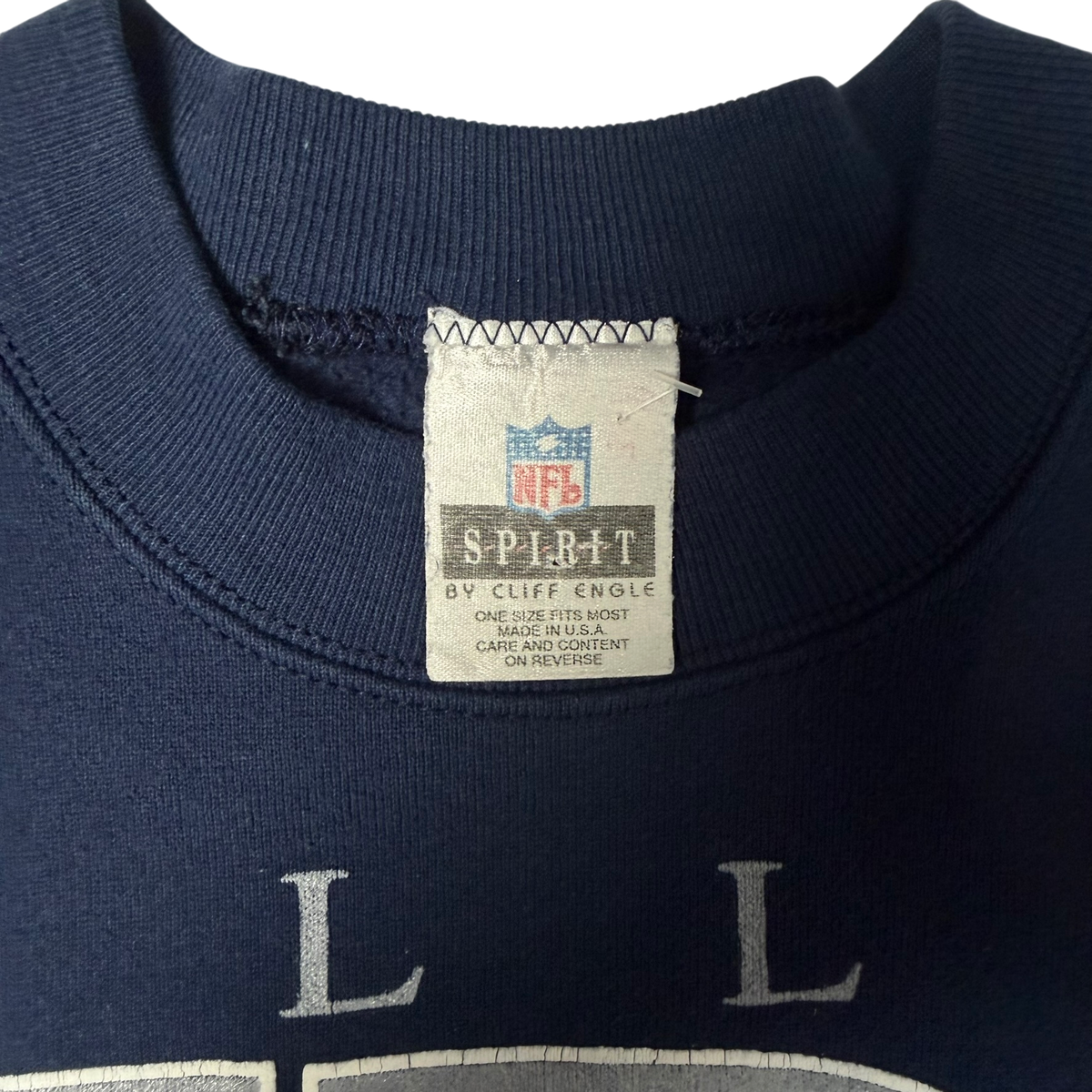 Vintage Dallas Cowboys Spell Out Navy Blue Crewneck Sweatshirt - XL