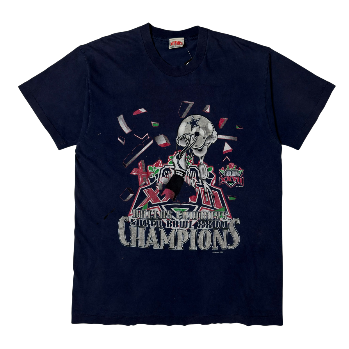 Vintage Distressed Navy Blue Nutmeg Dallas Cowboys Super Bowl Champions T-Shirt - L