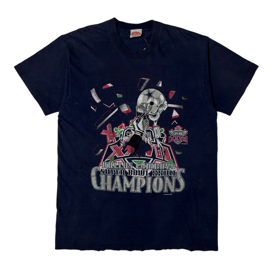 Vintage Distressed Navy Blue Nutmeg Dallas Cowboys Super Bowl Champions T-Shirt - L