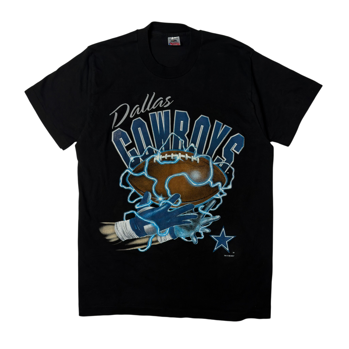 Vintage Dallas Cowboys Lightning Football Black T-Shirt - M