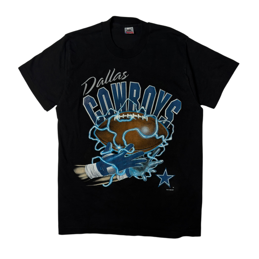 Vintage Dallas Cowboys Lightning Football Black T-Shirt - M