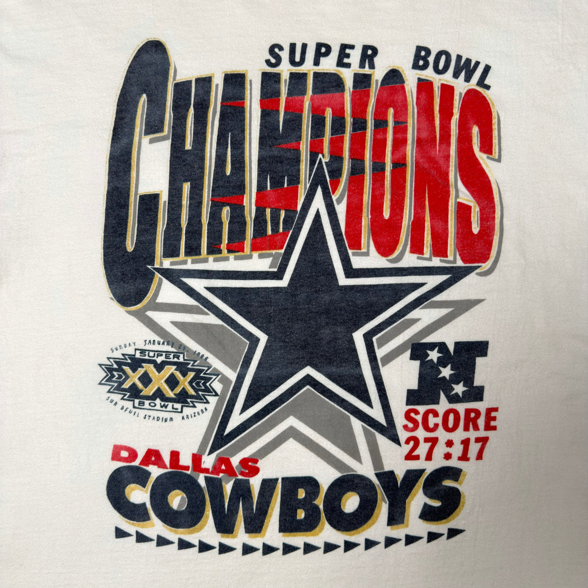 Vintage Dallas Cowboys Super Bowl Champions White T-Shirt - L