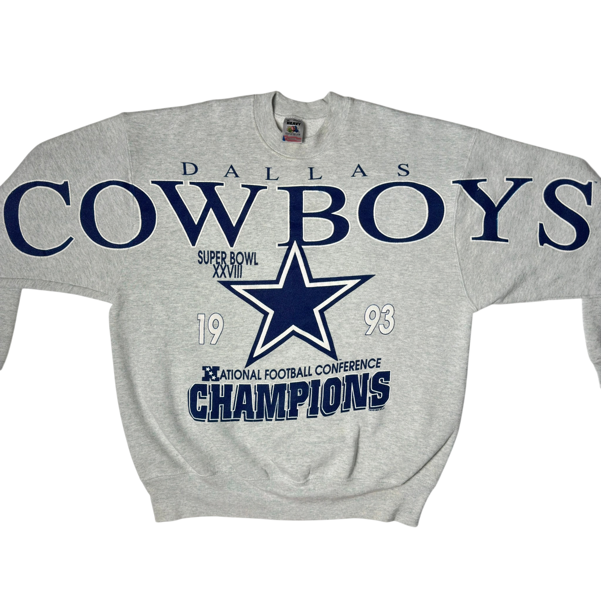 Vintage Dallas Cowboys Spellout Champions Heather Gray Crewneck Sweatshirt - XL