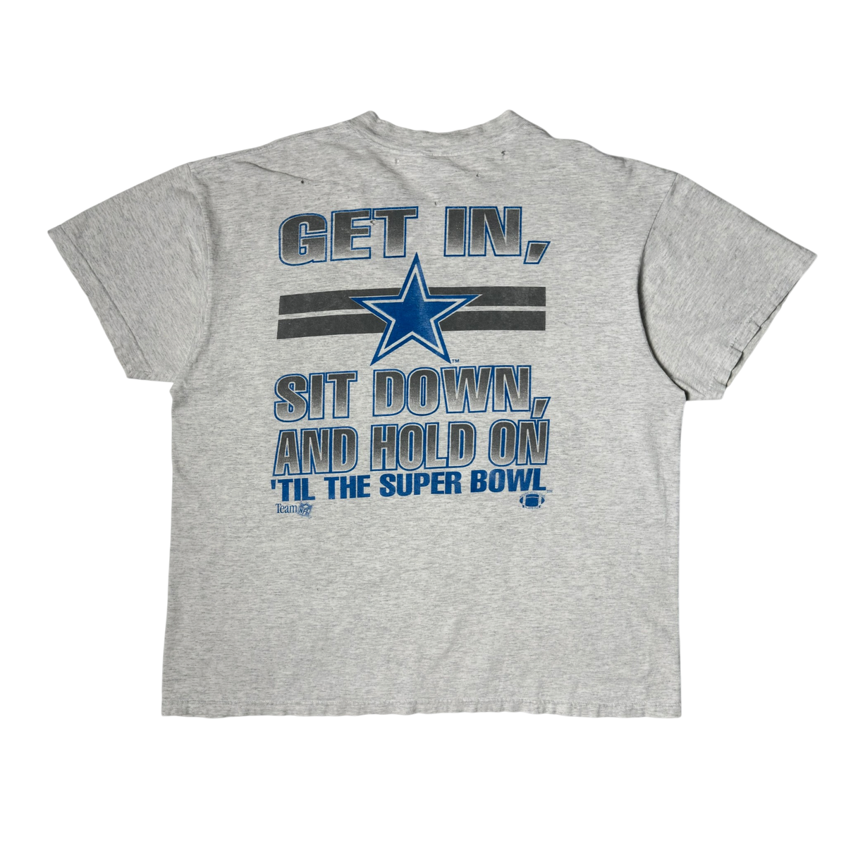 Vintage Distressed Heather Gray Dallas Cowboys Super Bowl Caricature T-Shirt - XL
